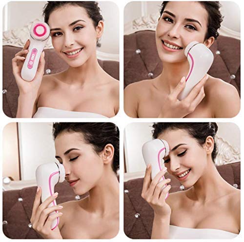 Cepillo facial MiSMON - IPX7 Cepillo de limpieza facial resistente al agua, para limpieza profunda, limpieza suave y eliminación de puntos negros con 3 cabezales.Soporte de carga inalámbrica