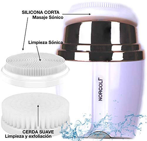 Cepillo Limpiador Facial Sónico Silicona Cerda Suave Portátil Recargable 3 Cabezales 3 Intensidades Impermeable Exfoliante Rejuvenecedor
