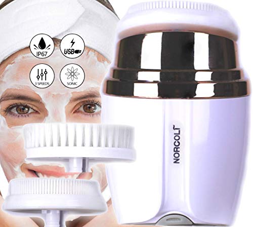 Cepillo Limpiador Facial Sónico Silicona Cerda Suave Portátil Recargable 3 Cabezales 3 Intensidades Impermeable Exfoliante Rejuvenecedor