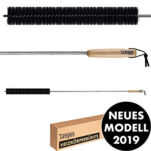Cepillo para radiador, 120 cm, pelo de cabra como imán para el polvo, mango de madera con correa de cuero, cepillo para calefacción, plumero, calefacción, limpieza, cepillo y promesa de satisfacción.