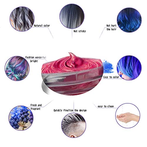 Cera de Color Para el Cabello, Tinte de Cabello Temporal Mujer y Hombre, Cera Pelo DIY, Fórmula Planta Lavable Cera de Peinado Natural Mate 4.23 OZ - Rojo