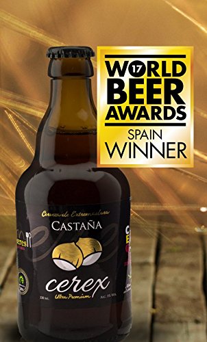 CEREX - Pack Degustación de 4 Cervezas Artesanas Españolas con caja regalo de presentación en madera – Cervezas de Cereza, Castaña, Ibérica de Bellota y Pilsen