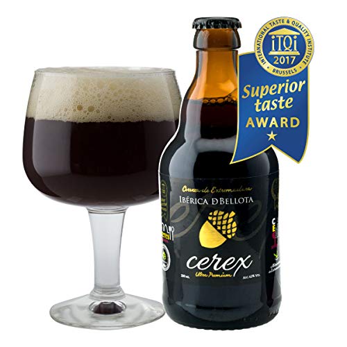 CEREX - Pack Degustación de 4 Cervezas Artesanas Españolas con caja regalo de presentación en madera – Cervezas de Cereza, Castaña, Ibérica de Bellota y Pilsen