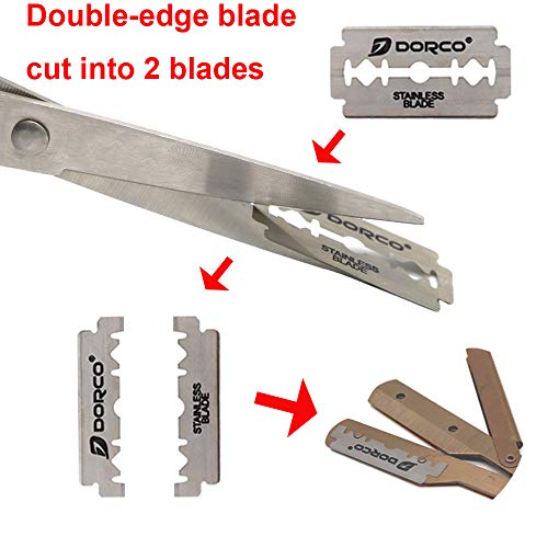 CESFONJER Maquinilla de afeitar tradicional - Navaja de afeitar de barbero - plegable de la máquina de afeitar (acero inoxidable, 10 cuchillas inoxidables).