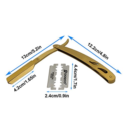 CESFONJER Maquinilla de afeitar tradicional - Navaja de afeitar de barbero - plegable de la máquina de afeitar (acero inoxidable, 10 cuchillas inoxidables).