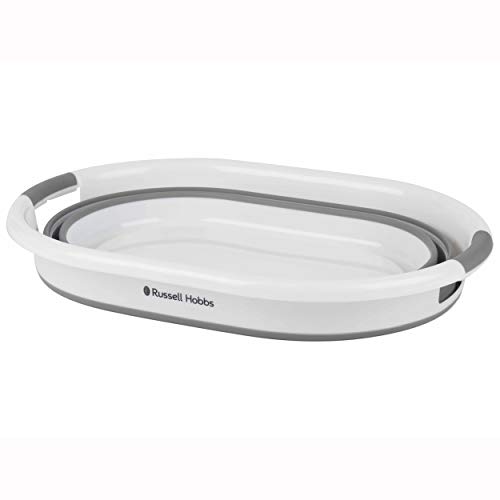 Cesta plegable ovalada para la ropa de plástico Russell Hobbs® LA053879WHTEU, 27 l, blanca/gris