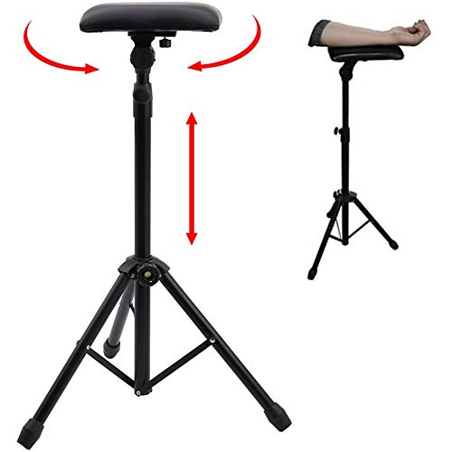 Cestbon Tatuaje de la Pierna del Brazo Resto Resistente Tatuaje Apoyabrazos reposabrazos Ajustable portátil Tatuaje Apoyabrazos,Negro