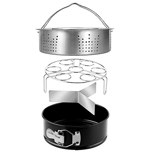 CestMall Instant Pot Accessories, 3 Piezas Cesta de Vapor con Estante para cocinar Huevos al Vapor, Separador, se Adapta a Olla de presión instantánea de 5,6,8 Cuartos de galón, Acero Inoxidable