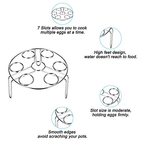 CestMall Instant Pot Accessories, 3 Piezas Cesta de Vapor con Estante para cocinar Huevos al Vapor, Separador, se Adapta a Olla de presión instantánea de 5,6,8 Cuartos de galón, Acero Inoxidable