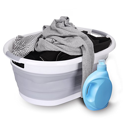 Cesto de lavandería premium, plegable e impermeable | XXL con volumen 76 L | Dimensiones (L x A x H) 62.5 x 45.0 x 27.0 cm (H: 6.5 cm plegado) | Caja de Lavandería (gris)