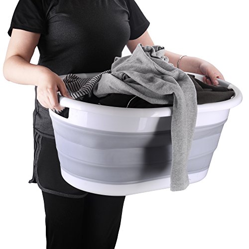 Cesto de lavandería premium, plegable e impermeable | XXL con volumen 76 L | Dimensiones (L x A x H) 62.5 x 45.0 x 27.0 cm (H: 6.5 cm plegado) | Caja de Lavandería (gris)