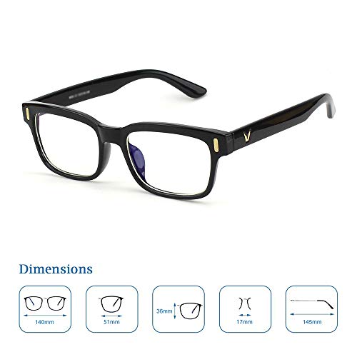 CGID CT84 Gafas para Protección contra Luz Azul, para Computadora, Lectura, Video Juegos, Protección de Fatiga Visual y contra Rayos UV,Rectángulo Vintage, Lentes Transparente