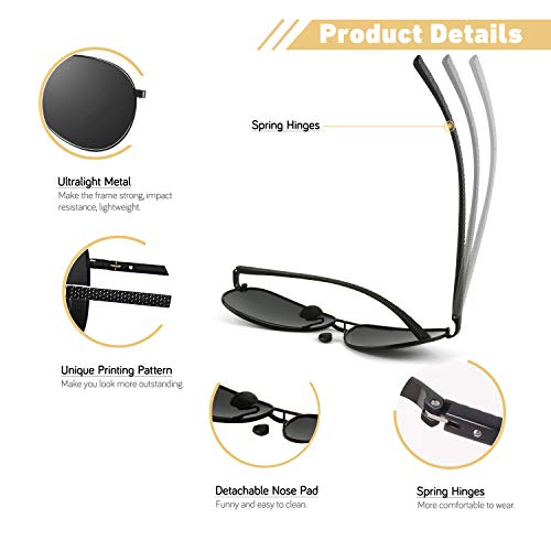 CGID Gafas de Sol Polarizadas para Hombre Mujer Piloto Gafas Oscuras Lentes para Conducir con 100% Protección UV400 Marco de Metal M180