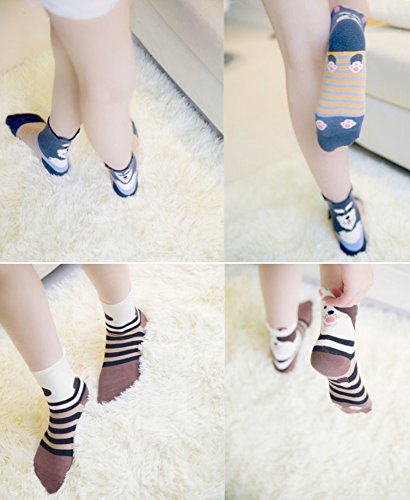 Chalier Pack de 5 Calcetines Mujer Divertidos Originales Animales Lindos Estampados Ocasionales de Algodón para Niña y Mujer