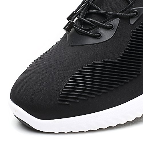 CHAMARIPA Ascensor Zapatillas Deportes Casual Zapatos Ligeros con Talón de Elevación Ocultos Para Hombre Negro Azul Gris -2,76 Pulgadas Taller-H71C62V012D (43, Negro)
