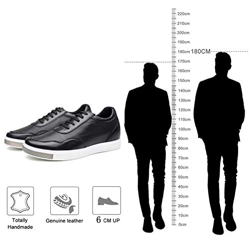CHAMARIPA Zapatos con Alzas Hombre de Cuero - 6CM Aumentar la Altura - Zapatilla de Deporte Casual con Cordones