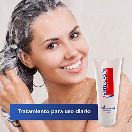 Champú Anti caspa pelo seco natural especial cabello secos con caspa / Eccemas Rojeces Picores mejor uso frecuente 200ml para cuero cabelludo sensible