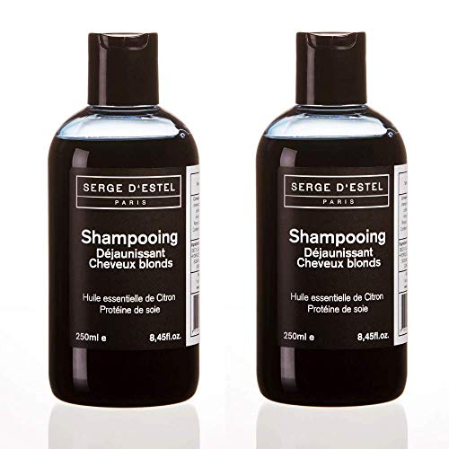 Champu Azul Matizador para Cabellos Rubios 250ml x2 Anti Reflejos Amarillo Corrige y Protege el Color del Cabello Rubios Hecho en Francia NO Probado en los Animales