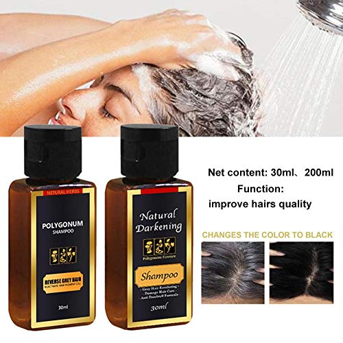Champú natural oscurecedor - 100 a base de hierbas naturales - Sin sulfato - Champú orgánico oscurecedor - Crecimiento del cabello negro Tinte capilar no alérgico Para mujeres Hombres Cabello gris
