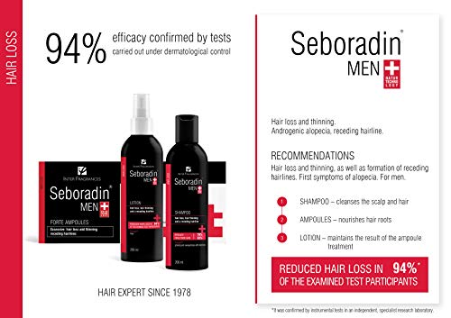 Champú Seboradin para hombres, para calvicie, caída del cabello y rayita, 200 ml