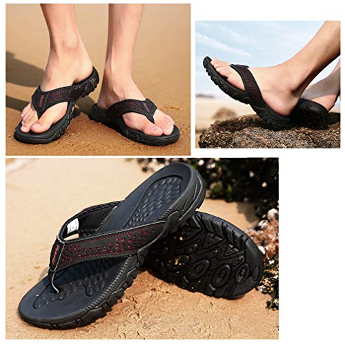 Chanclas Hombre Verano Zapatillas Flip Flops Sandal Zapatos de Playa y Piscina Negro43