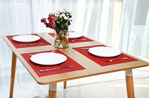 CHAOCHI Manteles Individuales Lavables Salvamantele Individuales PVC Antideslizantes Resistente al Calor Juego de 6 para la Mesa de Comedor de Cocina,Rojo