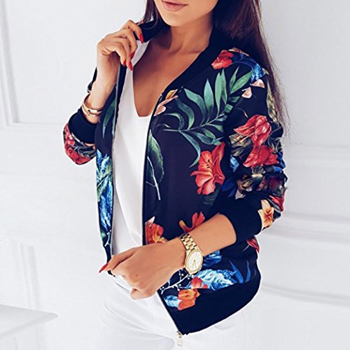 Chaqueta Fresca Hiroo Mujer Blusa con Estampado Floral Camiseta de Manga Larga Suéteres Suaves Classic Quilted Slim Fit Baseball Chaqueta Biker Bomber Chaqueta Chaqueta Corta (S, Azul)