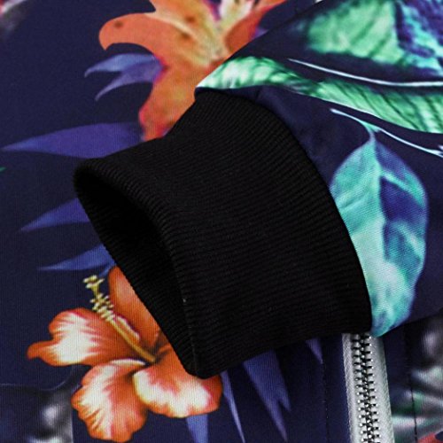 Chaqueta Fresca Hiroo Mujer Blusa con Estampado Floral Camiseta de Manga Larga Suéteres Suaves Classic Quilted Slim Fit Baseball Chaqueta Biker Bomber Chaqueta Chaqueta Corta (S, Azul)