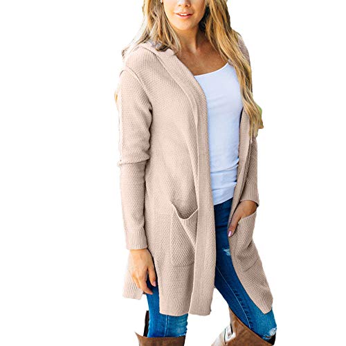 Chaquetas Anchas con Capucha para Mujer Invierno,PAOLIAN Ropa de Punto Cárdigans Largas con Bolsillo Señora Elegantes Abrigo Tallas Grandes Rebajas otoño Chaquetón Parka Trench Dama