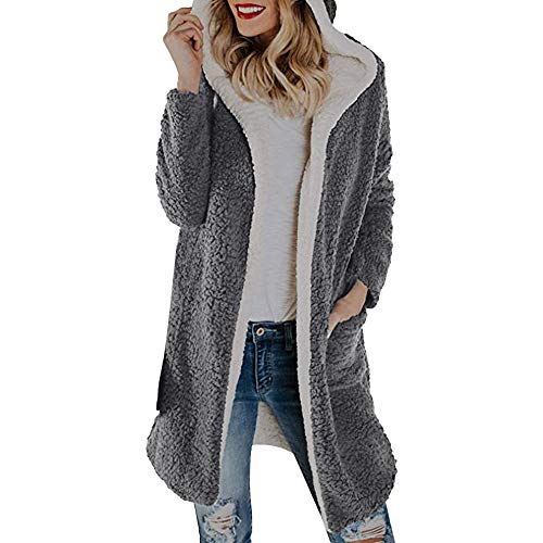 Chaquetas Anchas con Capucha para Mujer Invierno,PAOLIAN Ropa de Punto Cárdigans Largas Señora Elegantes Abrigo Lana sintética Rebajas otoño Chaquetón Acolchado Parka Trench Dama