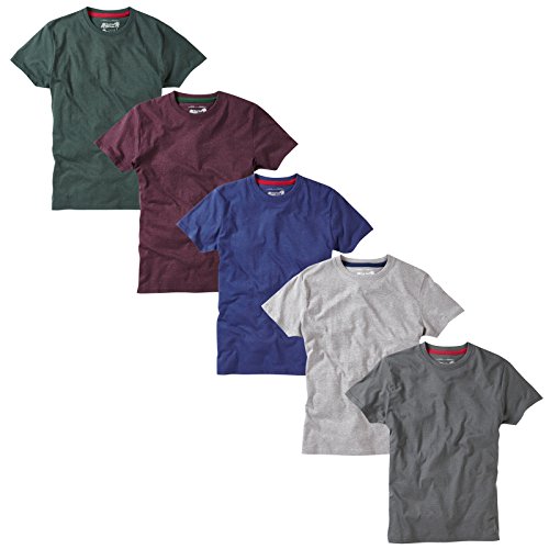 Charles Wilson Paquete 5 Camisetas Cuello Redondo Lisas (Medium, Mixed Melange)