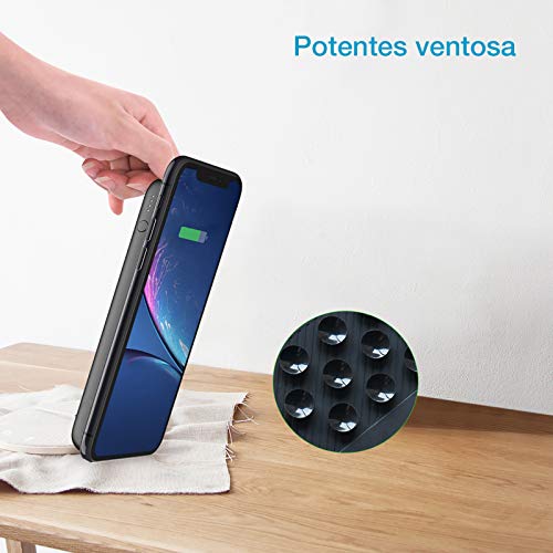 Charmast Batería Externa Qi Inalámbrico 10000mAh,Powerbank Wireless Quick Charger con Ventosa Cargador rápido portátil USB A QC 3.0 USB C Micro Doble Entradas 3 Salidas para iPhone Samsung Smartphone