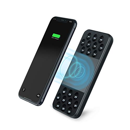 Charmast Batería Externa Qi Inalámbrico 10000mAh,Powerbank Wireless Quick Charger con Ventosa Cargador rápido portátil USB A QC 3.0 USB C Micro Doble Entradas 3 Salidas para iPhone Samsung Smartphone