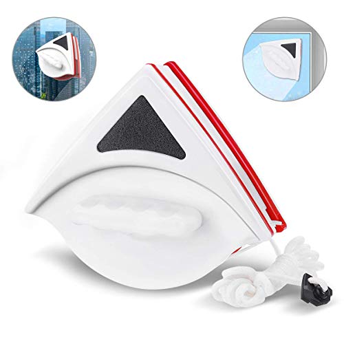 Charminer Limpiador de ventanas magnetico, Cepillo de limpieza doble cara con Cuerda Anti-caída, Limpiaparabrisas Adecuado para Ventanas Vidrio del hogar Herramientas para 15-24mm