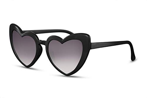 Cheapass Gafas de Sol Heart Shaped Fashion Shades Black Frame protección UV400 Mujer