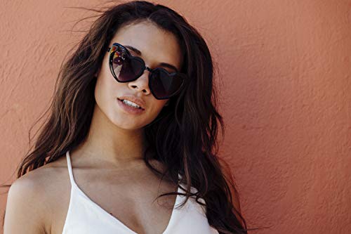 Cheapass Gafas de Sol Heart Shaped Fashion Shades Black Frame protección UV400 Mujer
