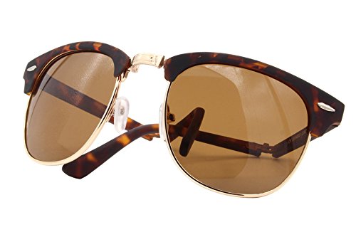 Cheapass Gafas de Sol Marrón Gafas Plegables UV400 Vintage Viajar Hombre Mujer