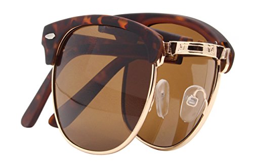 Cheapass Gafas de Sol Marrón Gafas Plegables UV400 Vintage Viajar Hombre Mujer