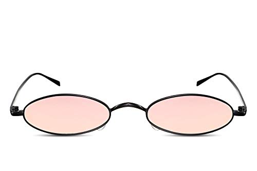 Cheapass Gafas de Sol Pequeñas Ovaladas Montura Dorada Metálica Cristales Rosas Espejados Gafas Festival para Mujer