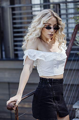 Cheapass Gafas de Sol Pequeñas Ovaladas Negras Montura Metálica Cristales Oscuros Gafas Festival para Mujer