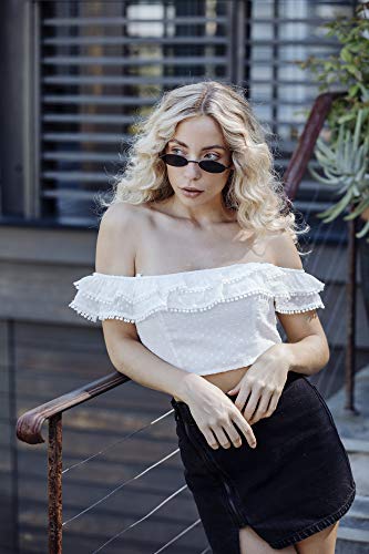 Cheapass Gafas de Sol Pequeñas Ovaladas Negras Montura Metálica Cristales Oscuros Gafas Festival para Mujer