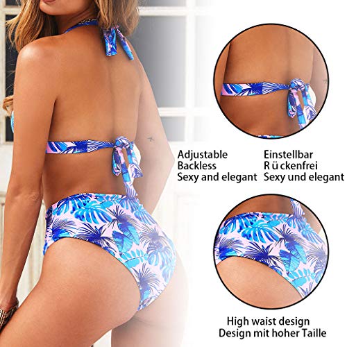 CheChury Bikini Mujer Push up Impresión Traje de baño Conjuntos Cintura Alta Bañador Mujer de Talle Alto Vintage Bikini Set para Mujer