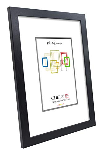 Chely Intermarket, Marco de Fotos Grandes 40x50 cm (Negro) MOD-254, Hecho Madera sólida, Ancho de Bastidor 1,20 cm con Acabado Elegante | Marco para títulos y certificados (254-40x50-0,85)