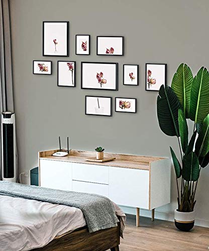 Chely Intermarket, Marcos multifotos Pared (Negro) Set de 10 Marcos Mod-312 (10x15cm(x4)-13x18cm(x4)-20x25cm(x2)). Portafoto de PVC con Cristal Vidrio.