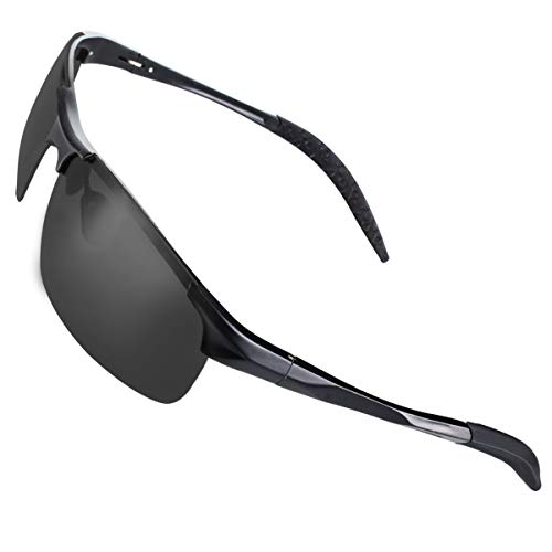 CHEREEKI Gafas de Sol Deportivas, Gafas de Sol Polarizadas de Conducción con protección UV400 para Hombres y Mujeres (Negro)