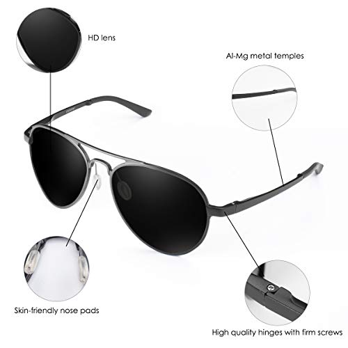 CHEREEKI Gafas de sol Hombre polarizadas, Gafas de Sol Aviador Hombres Mujeres Protección UV400 para Conducción Verano Deportes Moda Gafas de sol (Oscuro-Gris)