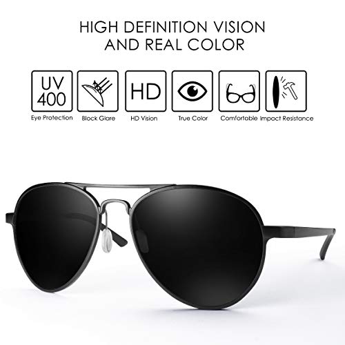 CHEREEKI Gafas de sol Hombre polarizadas, Gafas de Sol Aviador Hombres Mujeres Protección UV400 para Conducción Verano Deportes Moda Gafas de sol (Oscuro-Gris)