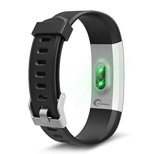 CHEREEKI Pulsera Inteligente, Pulsera Actividad Impermeable con Pulsómetros/Contador de Calorias/Monitor de Sueño/Contador de Pasos/Notificación /Alarmas / 14 Modos de Multi-Deporte/Cámara  remota