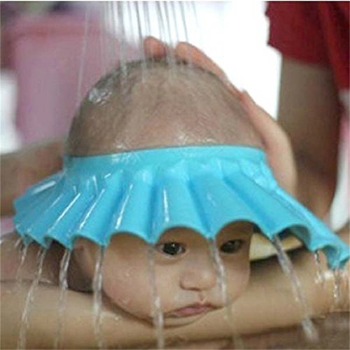 Chianrliu – Gorra protectora ajustable para baño para bebés azul azul