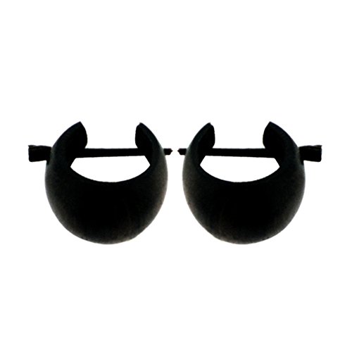 Chic-Net Wood Hoop mano de madera Pendientes-negro talladas en madera de Sono pendientes negro-16mm pines